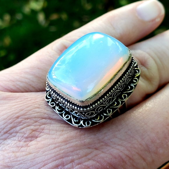 New Opal Opalite 925 Silver Statement Ring. - Picture 7 of 16